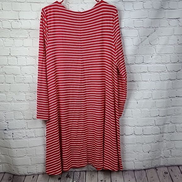 Old Navy Super Soft Red Striped Casual Jersey Knit Dress Long Sleeve Shift Large - Picture 3 of 10